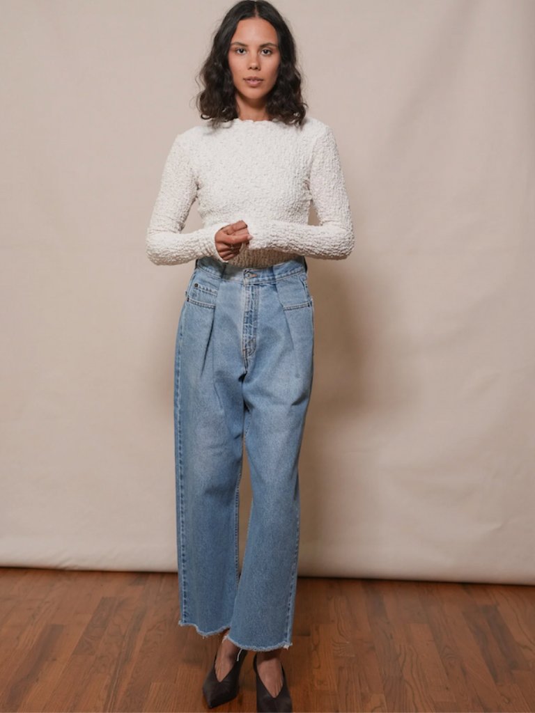 Nwot Proche Upcycled Front Pleat Denim Jeans--Size 1 --See Chart — image 5 of 7